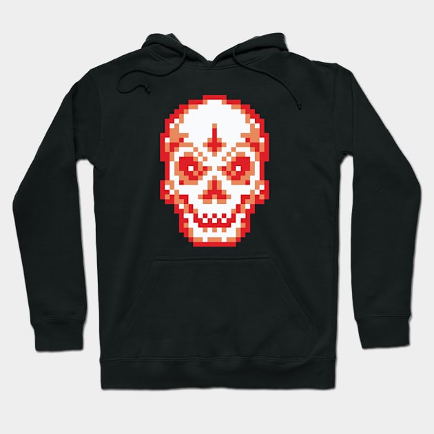 Evil Skull Pixel Hoodie by resetstart